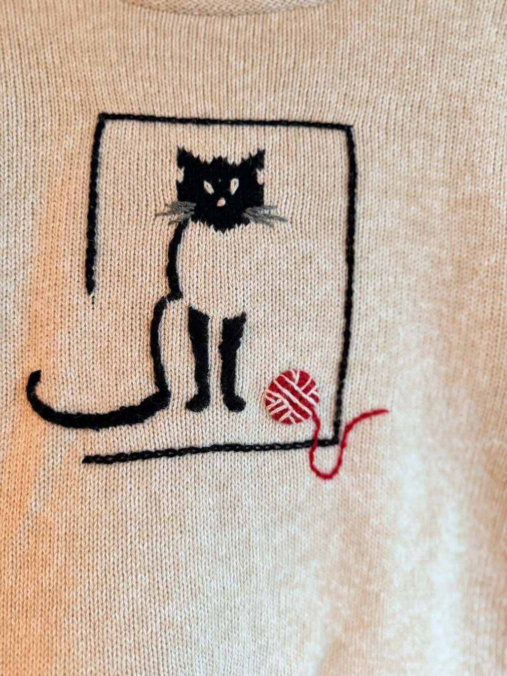 Christopher & Banks Size M Hand Embroidered Cat Sweater with Fish Buttons - Picture 4 of 10